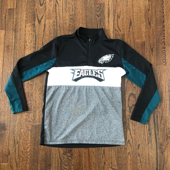 Philadelphia Eagles NFL Team Apparel Boys 18-20 Active 1/4 Zip Pullover - EUC! - Picture 1 of 10